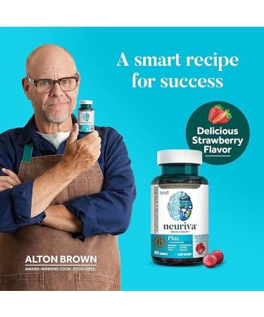 NEURIVAPlusBrain NEURIVABrainPlus Supplement for Memory Focus & Concentration+Cognitive Function with Vitamins B6 & B12 and Clinically Tested Nootropics Phosphatidylserine and Neurofactor 50ct Strawberry Gummies - Buy Online on GoSupps.com