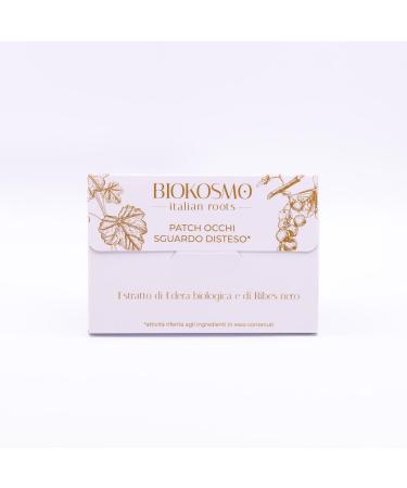BIOKOSMO - italian roots - DISTESTED EYE PATCH. Organic ivy and blackcurrant extract. Contains 4 envelopes of 2 disposable eye patches 16 ml. 100% Made in Italy and Cruelty Free - Buy Online on GoSupps.com