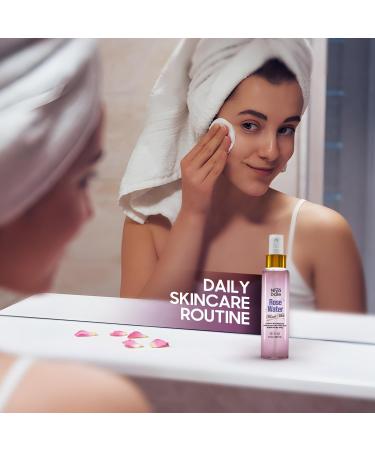 Rose Water Spray for Face - Hydrating 4 oz Toner & Dewy Setting Mist | Pure Natural Distilled Rosewater for Glowing Skin - Buy Online on GoSupps.com