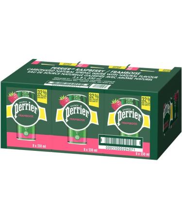 Perrier Raspberry Carbonated Natural Spring Water with Natural Flavour No Calories No Sweeteners No Sodium 330ml Pack of 24 Cans - Buy Online on GoSupps.com