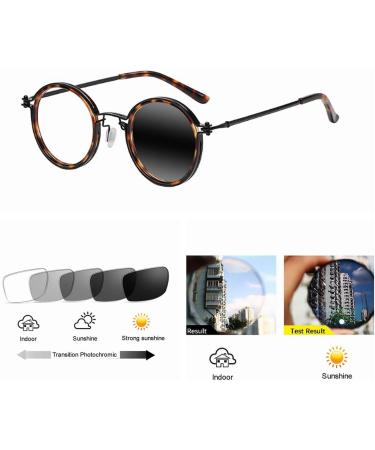 Men's Round Metal Alloy Transition Photochromic Reading Glasses | +0.25 to +6.0 | Leopard Print Style | International Shipping Available - Buy Online on GoSupps.com