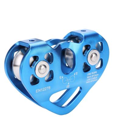 Alomejor Climbing Pulley 30KN Outdoor Climbing Double Axle Double Pulley Cable Cart Heart-shaped Tandem Pulley (Blue) - Buy Online on GoSupps.com