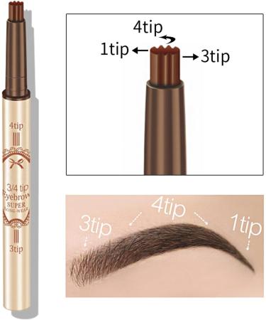 Microblade Eyebrow Waterproof Eyebrow | Eyebrow Makeup with Natural-Looking Microblading Eye Brow Pencil with -4 Tip for Mother Makeup Lover Pochy Dark Brown - Buy Online on GoSupps.com