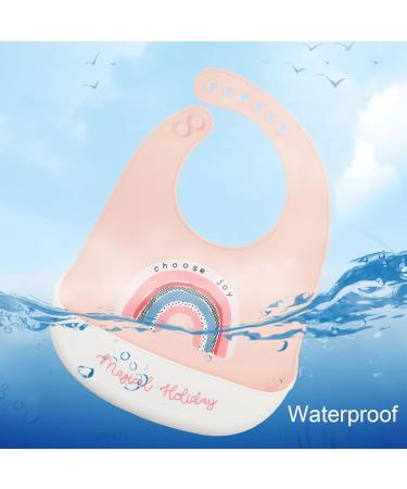 Baogaier Baby Bibs Silicone 3 PCS Waterproof Weaning Bib for Babies Toddlers with Food Catcher Pocket - Easy Clean Bibs Feeding for Kid Infant Girl in Horse Rainbow Space - Buy Online on GoSupps.com
