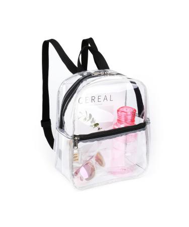 Keepcross Small Clear Backpack Stadium Approved for Concerts Games Sporting Events Festival Mini Clear Stadium Bag for Women Black
