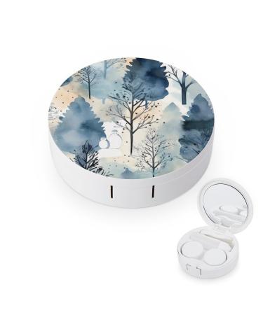 Contact Lens Case Winter with Trees Portable Travel Contact Lens Box Contact Lens Storage Box