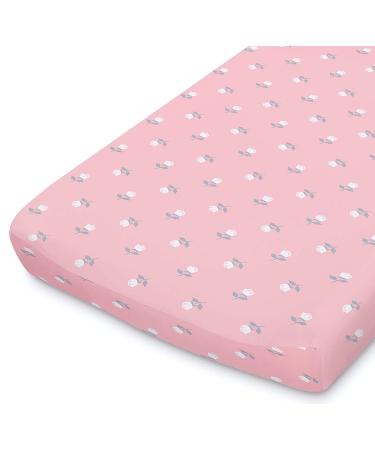 Peanutshell Pink Floral Changing Pad Cover Set for Baby Girls - 2 Pack | Pink Roses & Ditsy Floral Design - Buy Online on GoSupps.com