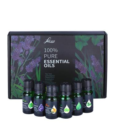 Top Essential Oils 6x10mL Gift Pack , 100% Pure Natural Essential Oil for Aromatherapy Diffuser Humidifier Massage Home Fragrance DIY 0.33 Fl Oz (Pack of 6)