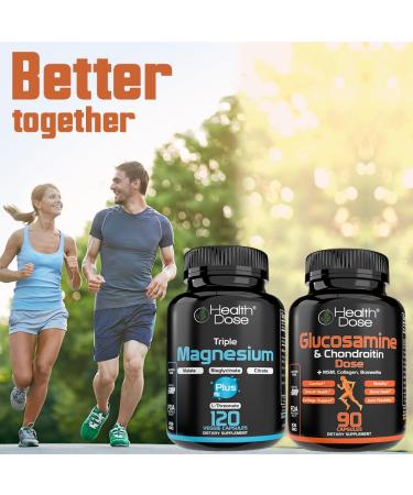Health Dose Triple Magnesium Complex 1000 mg | L-Threonate Bisglycinate Citrate & Malate Blend | Support for Muscle Relaxation Sleep & Cognitive Function | 120 Capsules | All-in-One Formula - Buy Online on GoSupps.com