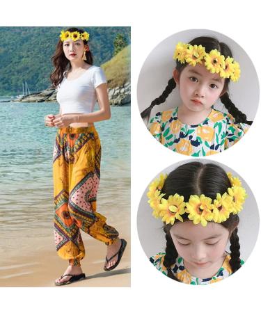 Joyci Sunflower Hair Accessories Set - 8 Pieces Boho Headbands, Hairpins & Wreath for Wedding & Hippie Party (Headband Set B) - Buy Online on GoSupps.com