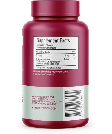 Stabilized R-Lipoic Acid 300mg Per Serving R Alpha Lipoic Acid ALA Supplement Antioxidant for Nerve Energy & Metabolism Support NSF Certified Supplements Non-GMO & Vegan 60 Capsules 2 Month Supply 60 Count (Pack of 1) - Buy Online on GoSupps.com