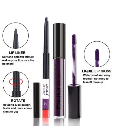 Dark Deep Purple Plum Black Matte Lipstick and Lip Liner Pencil Set | Smudge Proof, Long Lasting, Waterproof | 2Pcs - DNM Matte | 0.21 Fl Oz - Buy Online on GoSupps.com