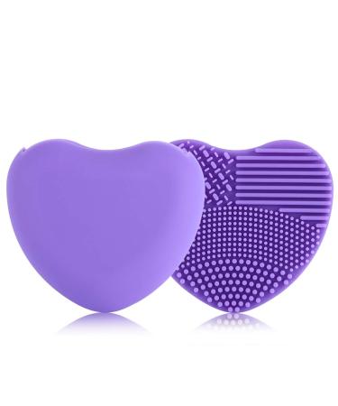 7 Colors Makeup Brush Cleaner Mat - Silicone Heart Glove Scrubber for Easy Cleaning | Purple Makeup Brush Cleaning Pad - Buy Online on GoSupps.com
