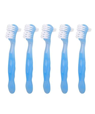 5-Part Prosthesis Removal Brush Set | Professional Portable Double-Sided Denture Care Brush (Blue) - Buy Online on GoSupps.com