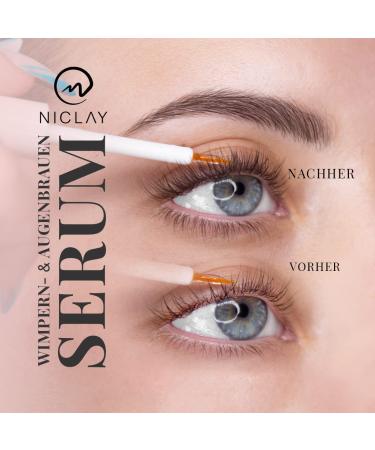 NICLAY Hormone-Free Eyelash & Eyebrow Serum | Vegan Lash Booster for Full Long Lashes & Eyebrow Care - 4 ml - Buy Online on GoSupps.com