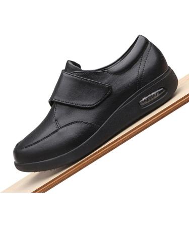 Adjustable Diabetic Shoes for Elderly Men & Women | Anti-Slip Sole | Comfortable House Shoes | Closed Toe - Size 12.5, Black - Buy Online on GoSupps.com