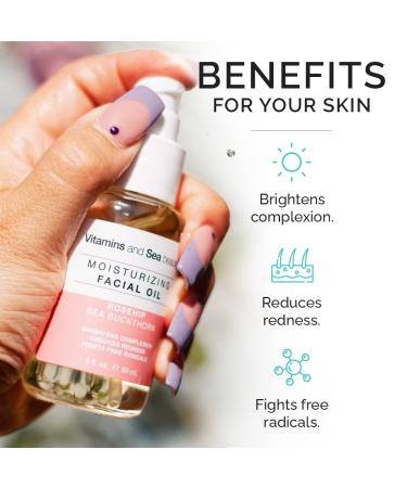 Sea Beauty Face Oil Moisturizer with Rosehip & Sea Buckthorn - 2 Fl Oz (Pack of 1) - Buy Online on GoSupps.com