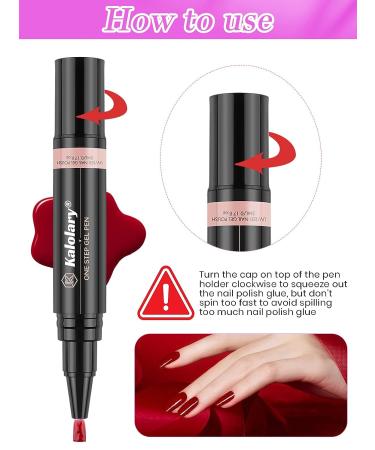 Kalolary 6 Colors Nail Polish Pen - 3 in 1 Gel Pen Brush for DIY Nail Art at Home Salon - Buy Online on GoSupps.com