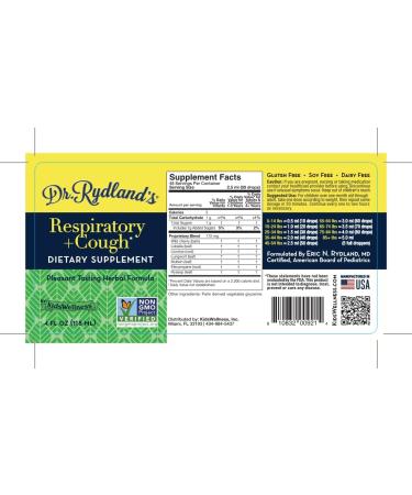 Dr. Rydland's Herbal Supplement for Respiratory & Cough Relief | Created by KidsWellness | 4oz Bottle - Buy Online on GoSupps.com