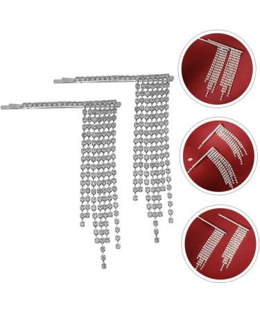 Beaupretty 1pair Tassel Hair Clip Rhinestone Headpiece Women's Hair Clips Hair Clips for Girls Crystal Bridal Hairpin Girl Birthday Headpiece for Women Stylish Hairpin Tassels Hairpins - Buy Online on GoSupps.com
