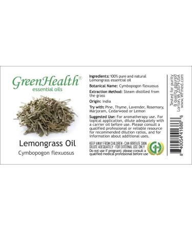 Lemongrass Essential Oil - 16 fl oz - 100% Pure & Natural - GreenHealth | Aluminum Bottle | International Shipping Available - Buy Online on GoSupps.com