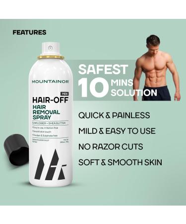 MO UNTAINOR Hair Removal Cream Spray for Men - Painless & Safe 200ml | Remove Hair from Chest Back Arms Legs & Underarms - Buy Online on GoSupps.com