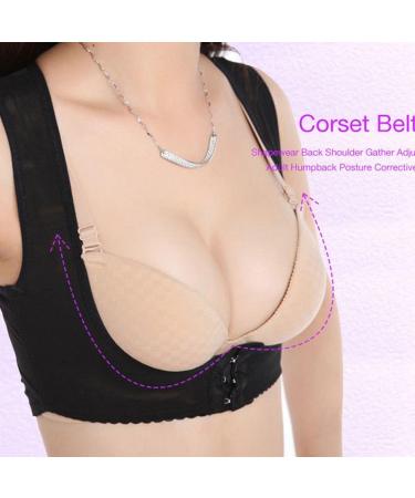 Retasica Ladies Women Adjustable Shoulder Back Posture Corrector Chest Brace Support Belt-Black-M - Buy Online on GoSupps.com