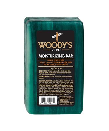 Woody's 3-in-1 Moisturizing Bar for Men For Hair Shaving & Body Cleansing Peppermint Scent 8 Oz 1 Count (Pack of 1) 3-IN-1 Bar Soap