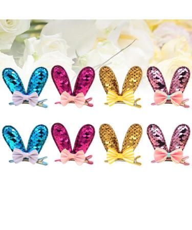 Minkissy 8-Piece Rabbit Baby Girl Hair Accessories | Easter Sequin Hair Clips & Bowknot Loops for Toddlers - Buy Online on GoSupps.com