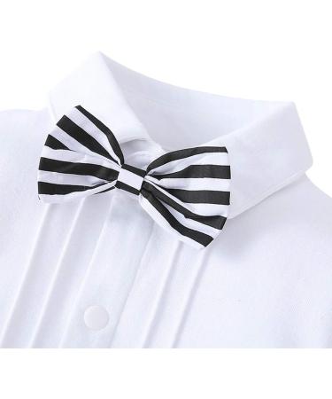 AmzBarley Baby Boys Gentleman Outfit Suit | Dress Shirt Pants Vest Bowtie Tuxedo Romper | White | 6-12 Months - Buy Online on GoSupps.com