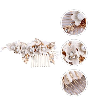 FRCOLOR Wedding Hair Comb Alloy Flower Pearl Rhinestones Crystal Bride Hairpin Women Side Hair Clips for Party Dressup Daily Vacation Photo Props(White) - Buy Online on GoSupps.com