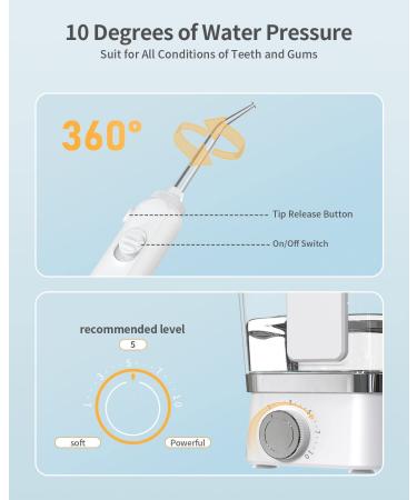 AUPO Water Flossers - Rechargeable Electric Dental Oral Irrigator 10 Modes 600ml Tank Portable Toothbrush Combo for Home & Travel - Buy Online on GoSupps.com