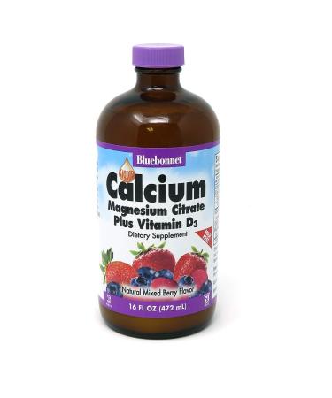 Bluebonnet Nutrition Liquid Calcium Magnesium Citrate Plus Vitamin D3 Natural Mixed Berry Flavor 16 fl oz (472 ml) - Buy Online on GoSupps.com