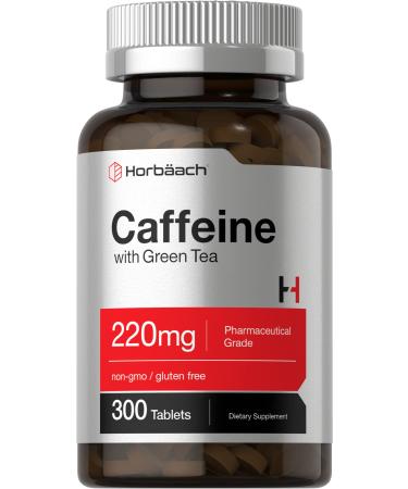 Caffeine Pills 200mg | with Green Tea | 300 Tablets | Vegetarian, Non-GMO & Gluten Free | by Horbaach