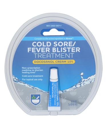 Rite Aid Cold Sore Cream for Cold Sore and Fever Blister Docosanol Cream 10% Cold Sore Treatment for Lips for Face Non-Presciption Medicine to Shorten Healing Time 0.07 Oz