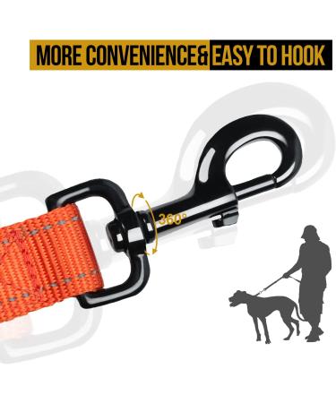 OneTigris Double Dog Leash with Reflective Stripes - 182cm Orange | Durable & Adjustable for Safe Walks - Buy Online on GoSupps.com