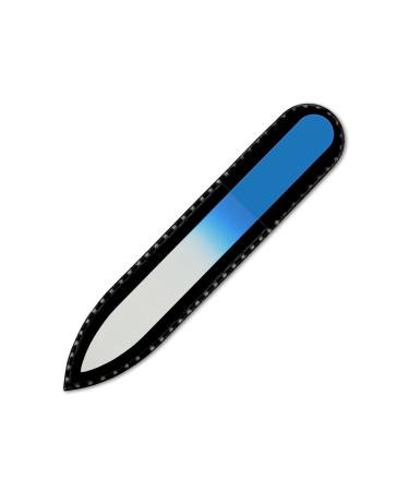 Mont Bleu Colour Crystal Nail File in Black Pouch - Small - Purse Size - Czech Tempered Glass - Handmade in Czech Republic 1 piece Aqua Blue