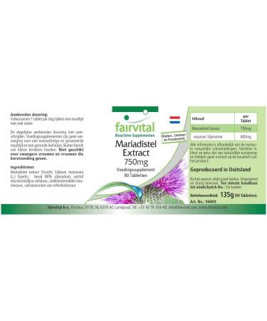 Fairvital | Milk Thistle Extract 750mg - box for 3 months - VEGAN - High dosed - 90 tablets - standardized to 80% silymarin - Buy Online on GoSupps.com