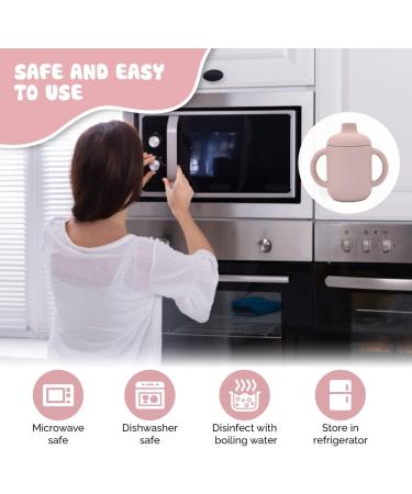 Silicone Baby Cup with Lid - Toddler Training Sippy Cup with Handles and Teether Top - Pink, 6 months - Buy Online on GoSupps.com