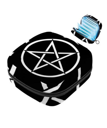 Satanism pentagram sanitary napkin storage bag menstruation pad bag pocket portable menstrual cup pocket with zipper for teenage girls women women women