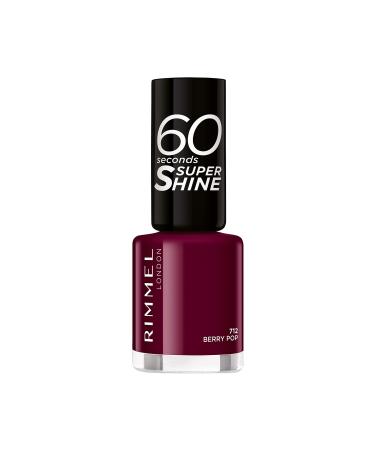 Rimmel 60 Seconds Super Shine Colour Block Nail Polish - Ultra Shine and Long Lasting - Quick Drying 712 Berry Pop 8 ml (Pack of 1)