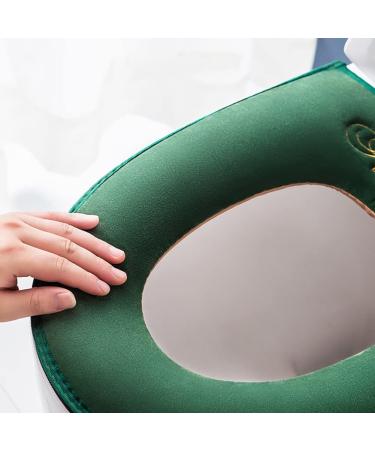 2pcs Washable Warmer Toilet Seat Cover Set with Lid Lifter Handle | Soft Thicker Warmer Mat for Elongated Toilet Seats - Buy Online on GoSupps.com