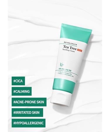 BRING GREEN Tea Tree Cica Soothing Cream - Oil Control Moisturizer for Acne Relief & Redness - Korean Night Cream for Sensitive Skin 100ml - Buy Online on GoSupps.com