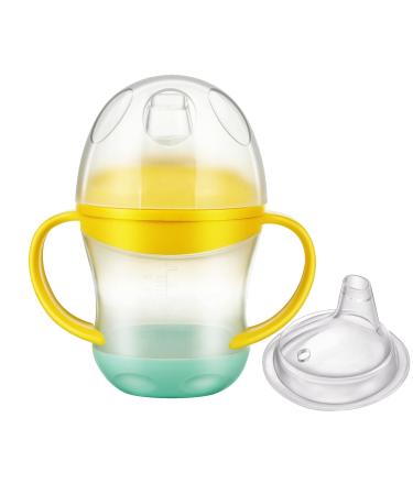 PandaEar Toddler Sippy Cup with Straw| Spill Proof Cup for Kids| Soft Spout Baby Training Drinking Cup| Water Bottle with Handle for Baby 6 months+| with 1 Replacement Silicone Spout