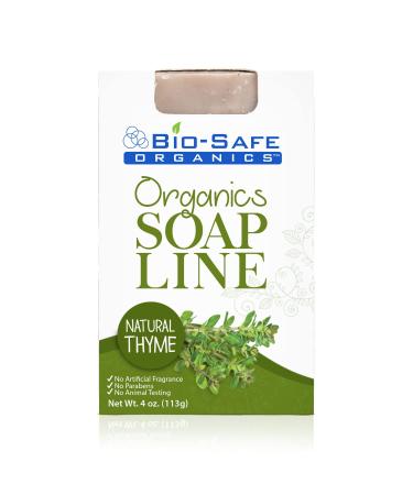 Natural Thyme Organic Soap Bar | Exfoliating Plant-Extract Body & Shampoo Soap | Handmade Moisturizing Aromatherapy | GMO-Free SLS-Free | USA Made - 4 oz by Bio-Safe Organics - Buy Online on GoSupps.com