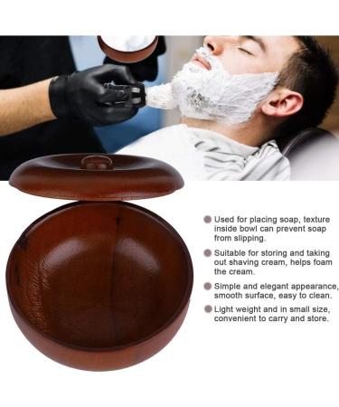 TMISHION Wooden Shaving Bowl with Lid - Men's Shaving Soap Cream Brush Container | Face Cleaning Tools | Foaming Cup with Cover - Buy Online on GoSupps.com