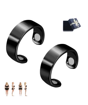 HealthGo Blood Pressure Regulator Ring Blood Sugar Control Ring Blood Glucose Control Ring Adjustable Blood Pressure Regulator Ring for Women Men (2pcs-Black)