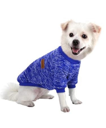 Hualisiji dog sweater Small dog sweatshirt hooded sweaters for dogs dogs hoodie chihuahua sweater warm and light easy to wear with a soft texture elasticity (Dark Blue M) Dark Blue M