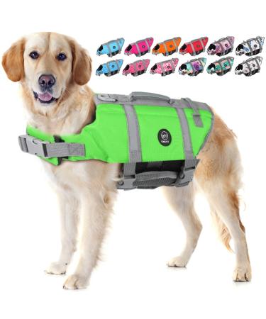 Emust rescue vest for dogs lifeguard for dogs swimming beach boating with high buoyancy with high buoyancy life jacket for small/medium/large dogs S new green s new green
