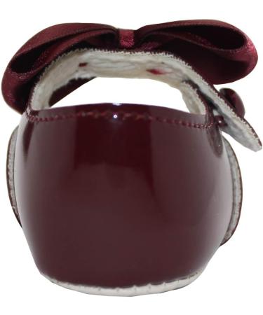 Burgundy Baby Girls Pram Shoes | Soft Sole, Bow Button Up | Handcrafted in Britain - Buy Online on GoSupps.com